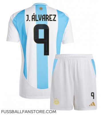 Argentinien Julian Alvarez #9 Replik Heimtrikot Kinder Copa America 2024 Kurzarm (+ Kurze Hosen)